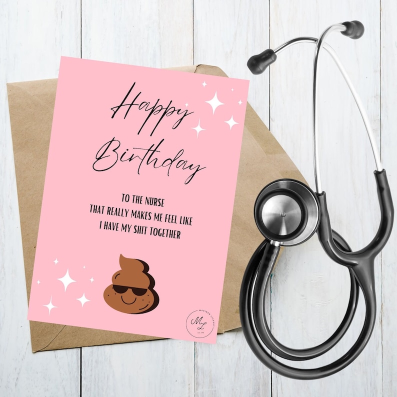 Funny Birthday Card for Nurse, Printable Card, Digital Download ...