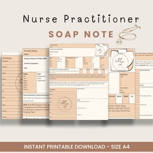 Nurse Practitioner SOAP Note Template, Clinical Study Guide (Digital Download)