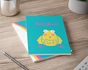 Cute Owl Softcover Notebook | A5 Lined Journal for Kids | Back to School Stationery | Student Writing Pad | Birthday Gift for Girls