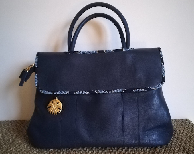 Sac à main en cuir / cuir souple / porté main / porté bras / gansé wax / sac tendance