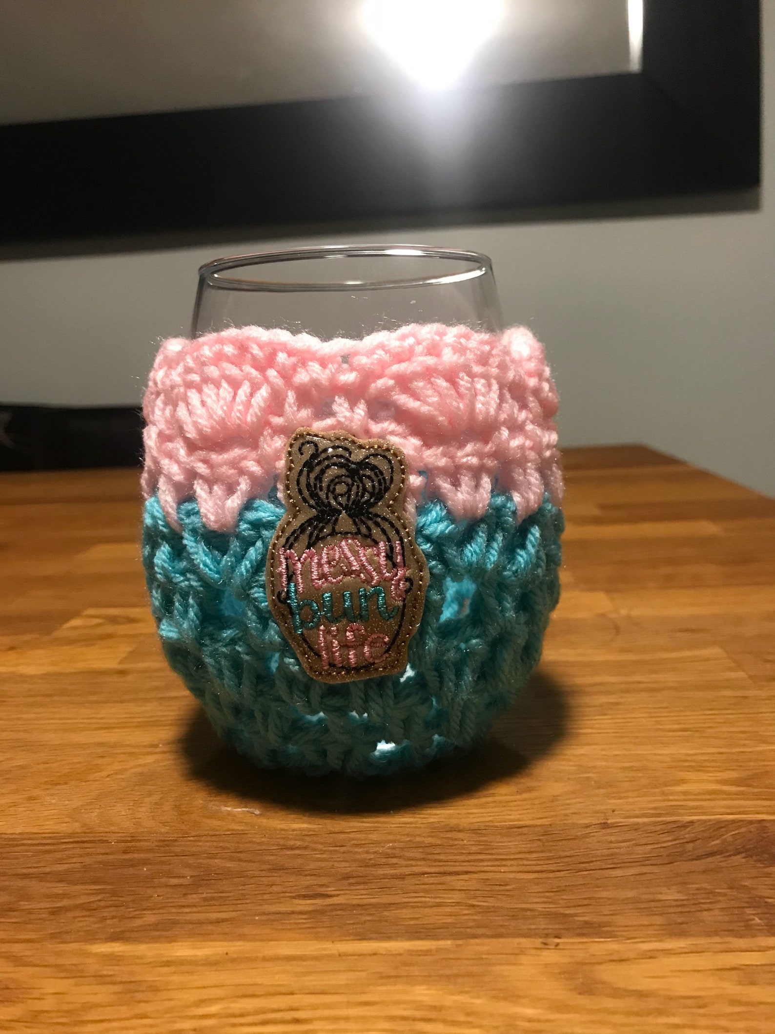 READY TO SHIP Crochet wine glass cozy messy bun life Etsy