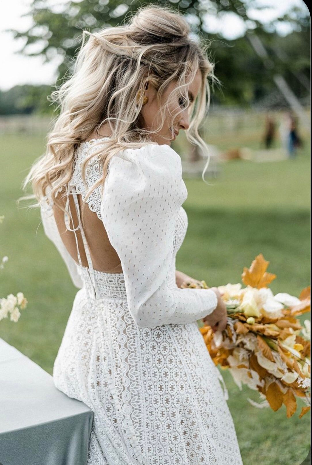 - and ZABAVA Sleeves A-line With Train Balloon Etsy Dress Lace Long Backless Weding