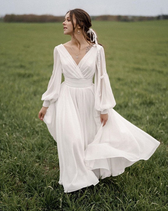 chiffon wedding dress