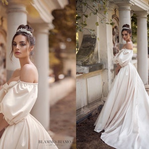 Wedding dress MEDEA with long train by BLAMMO-BIAMO • Princess wedding dress • Luxury wedding dress