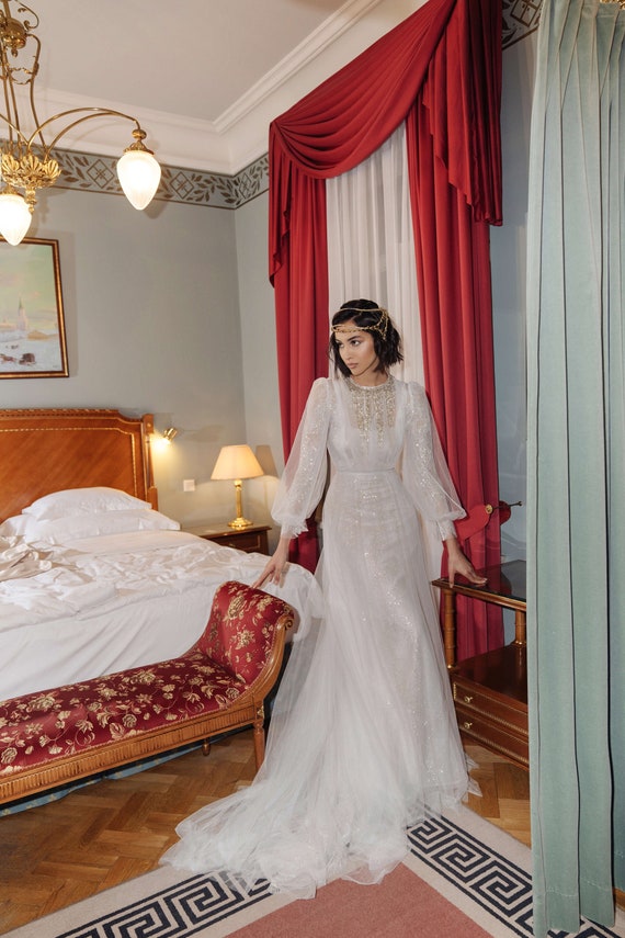 Aline Tulle Wedding Dress YEREVAN With Satin Underdress by Etsy