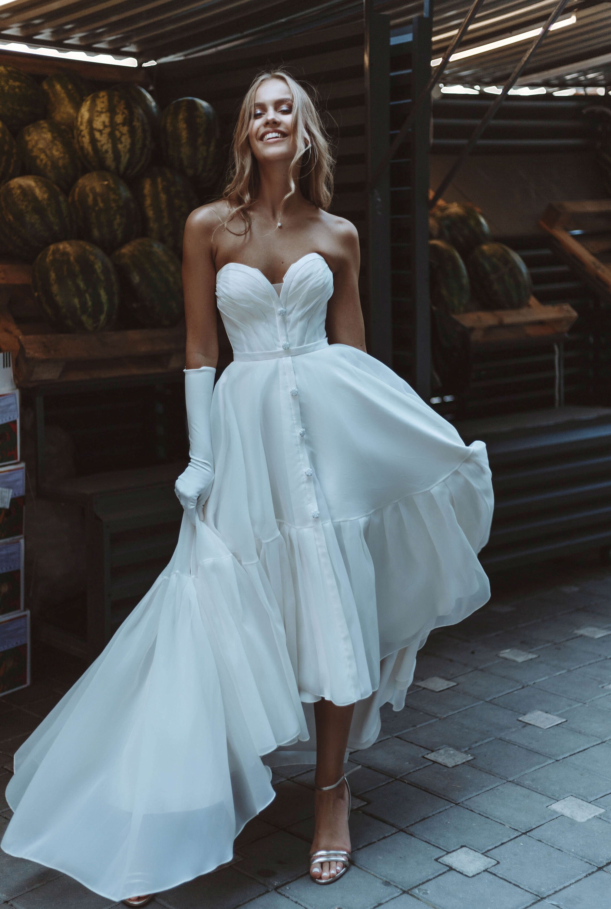a line midi wedding dress