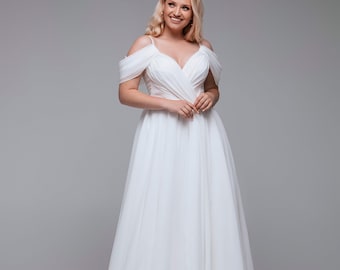 Plus size a-line chiffon wedding dress Marta with a train + Veil as a GIFT