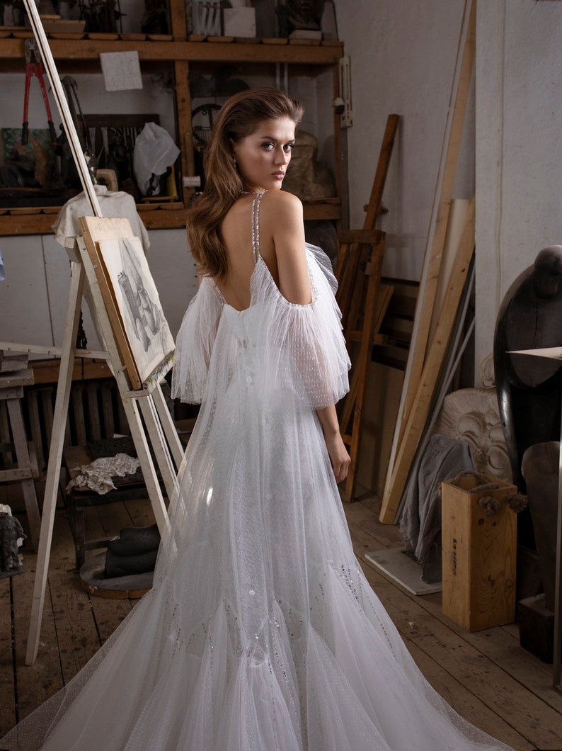 Wedding dress SCALES with sequins and long train Mermaid Etsy 日本