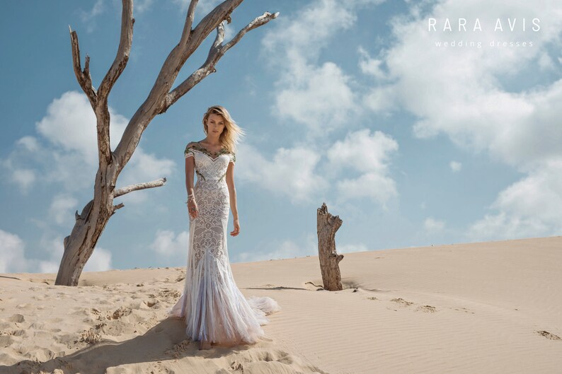 Boho Wedding Dress Tirion With Long Train Wedding Dress Etsy