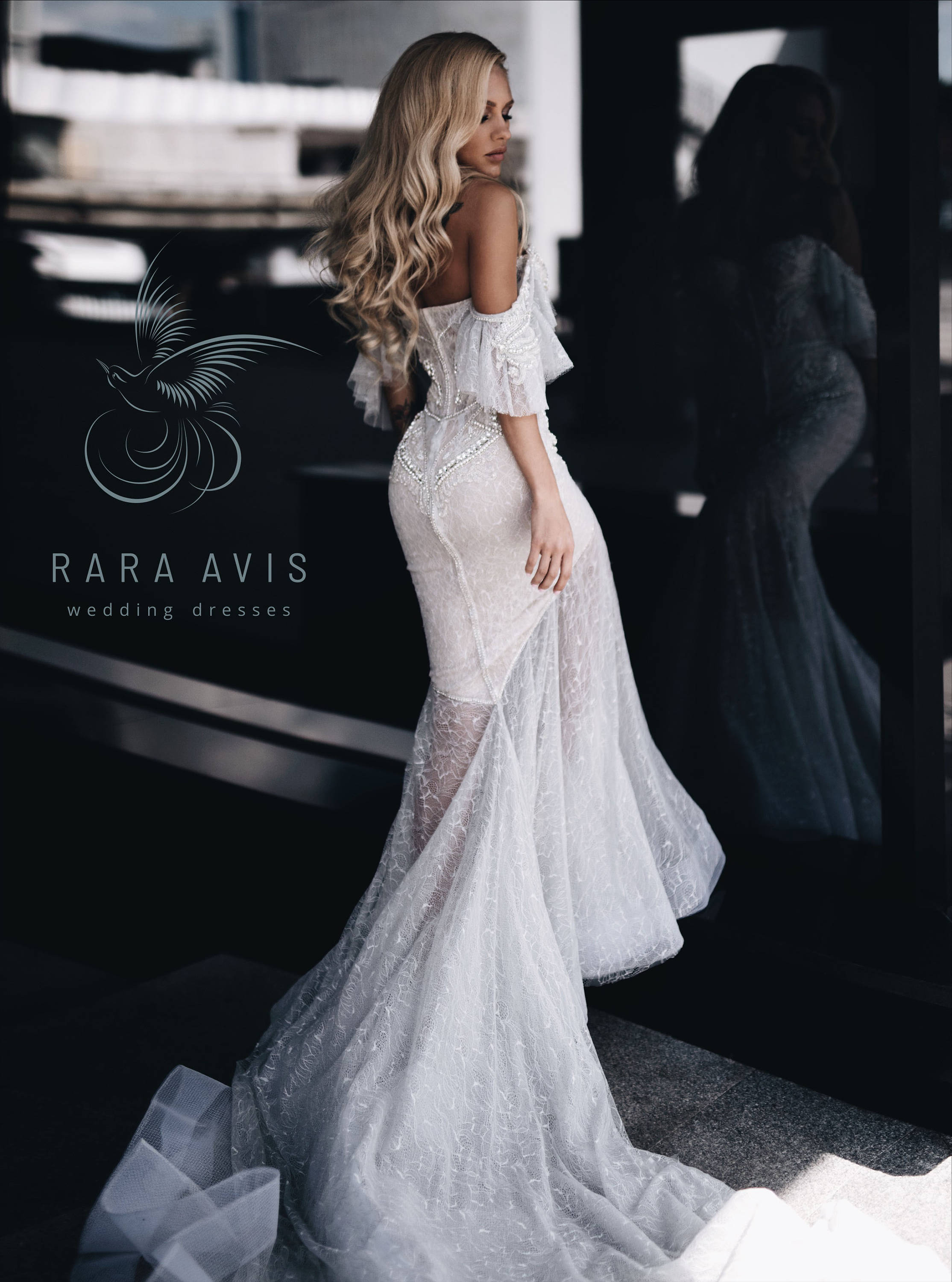 Luxury Wedding Dress DARLIN With Shoulder Sleeves Mermaid - Etsy Denmark