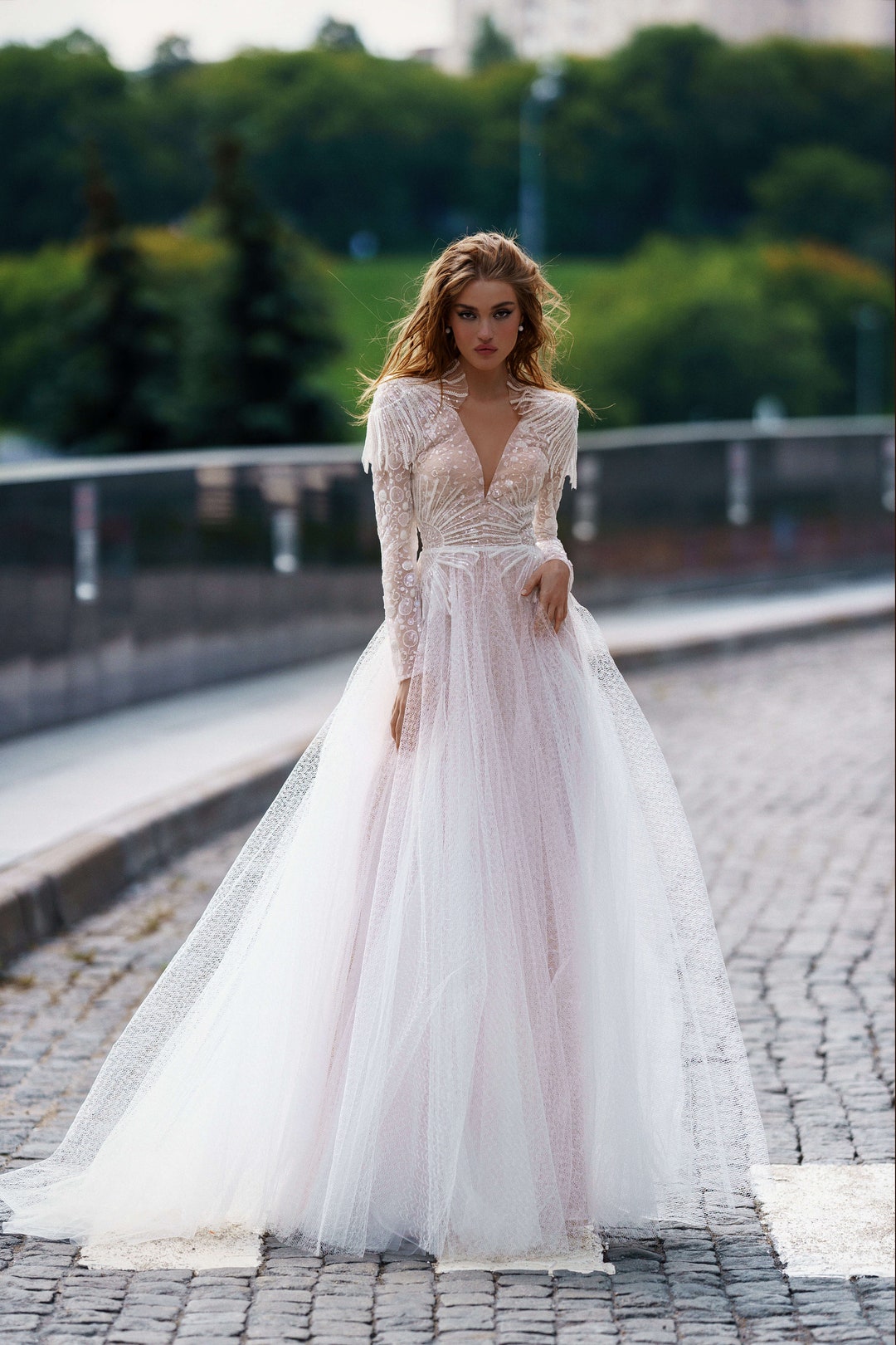 Lace And Tulle Wedding Dress//november/ Blush-nude Wedding, 42% OFF