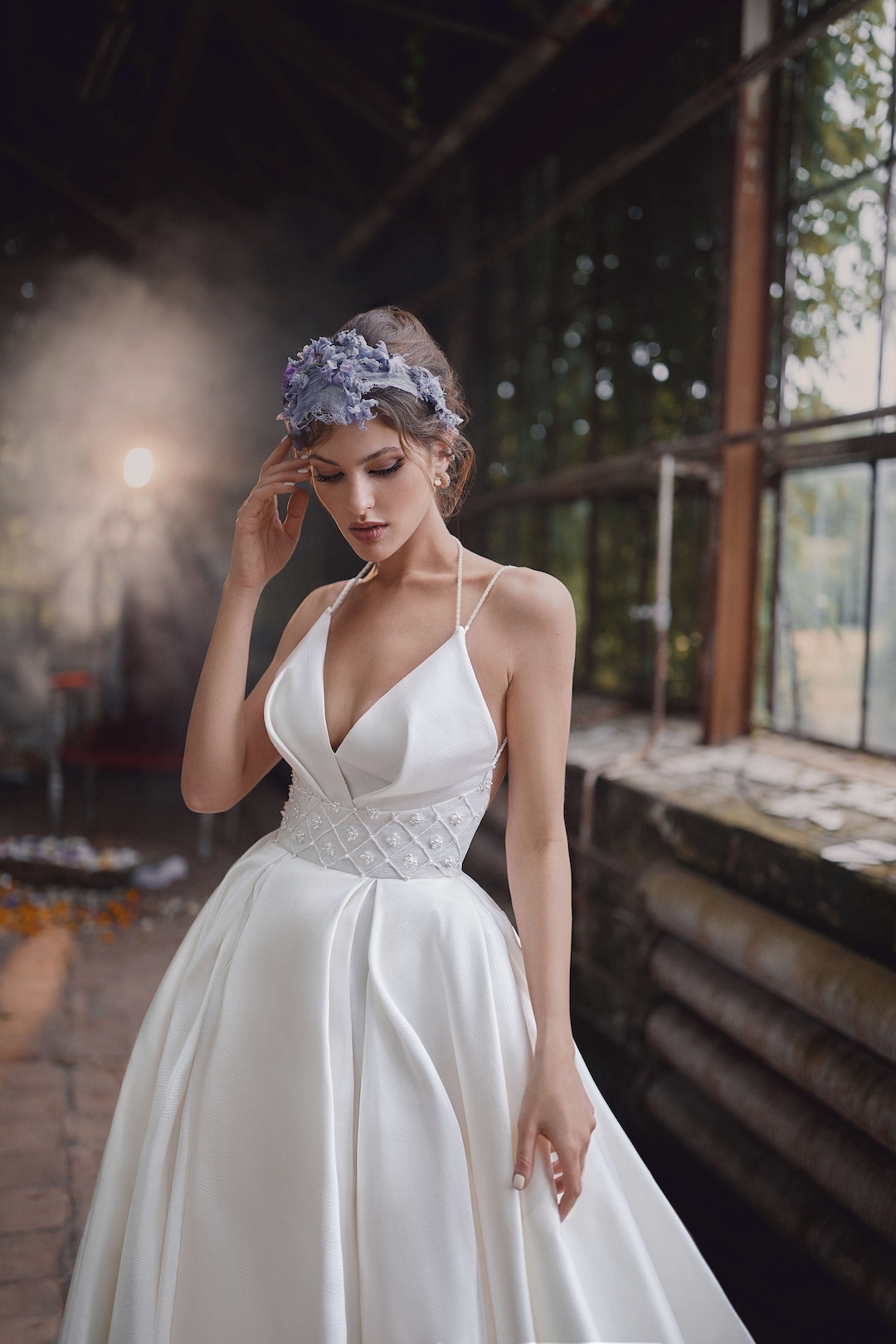 A-line Satin Backless Wedding Dress GRACE With Long Train by - Etsy