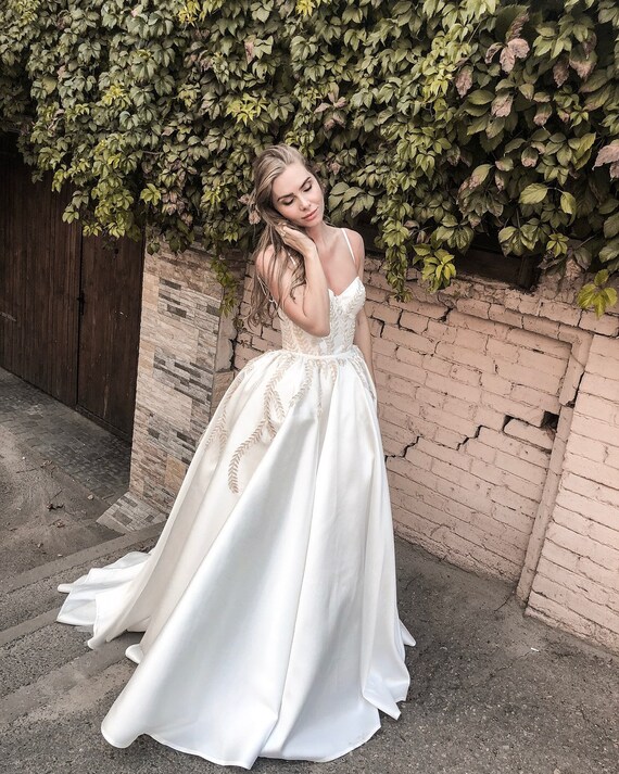 Princess Wedding Dress Pina With Long Train By Blammo Biamo Etsy