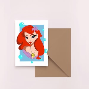 Cartões de felicitações da Pequena Sereia | Ariel | Cartões em branco
