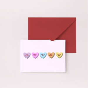 Cartão de Saudação Candy Hearts | Dia dos Namorados. Cartão em Branco