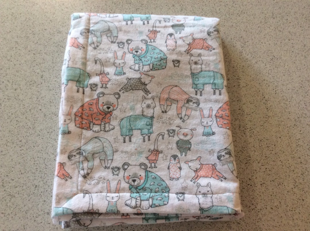 Minky & flannelette Blanket,Pram Blanket, Reversible, Unisex, Baby
