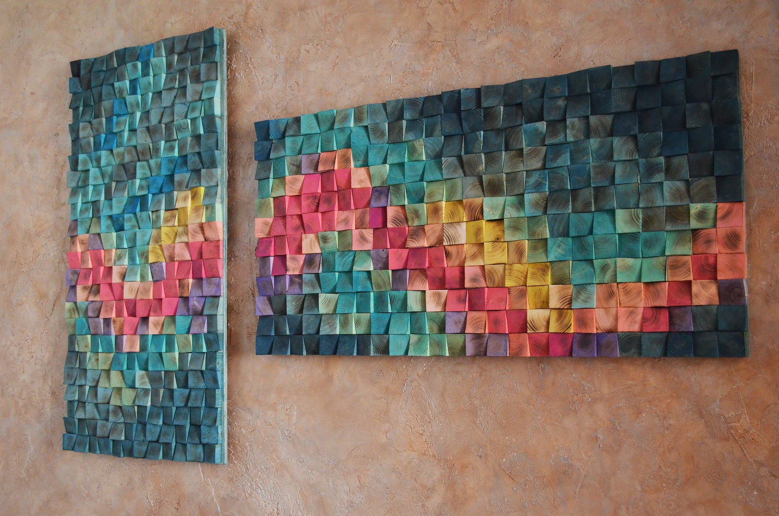 Wood Wall Art Northern Lights Set of 3 3 D Wall Art Decor Etsy