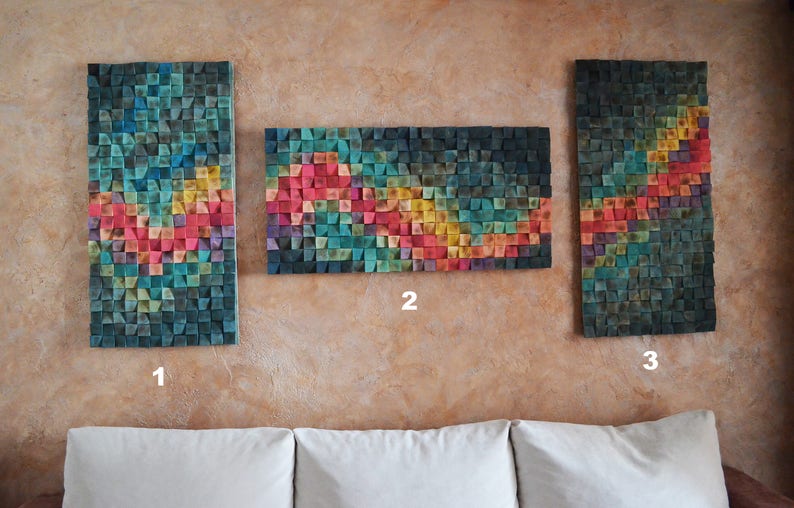 Wood Wall Art Northern Lights Set of 3 3 D Wall Art Decor Etsy