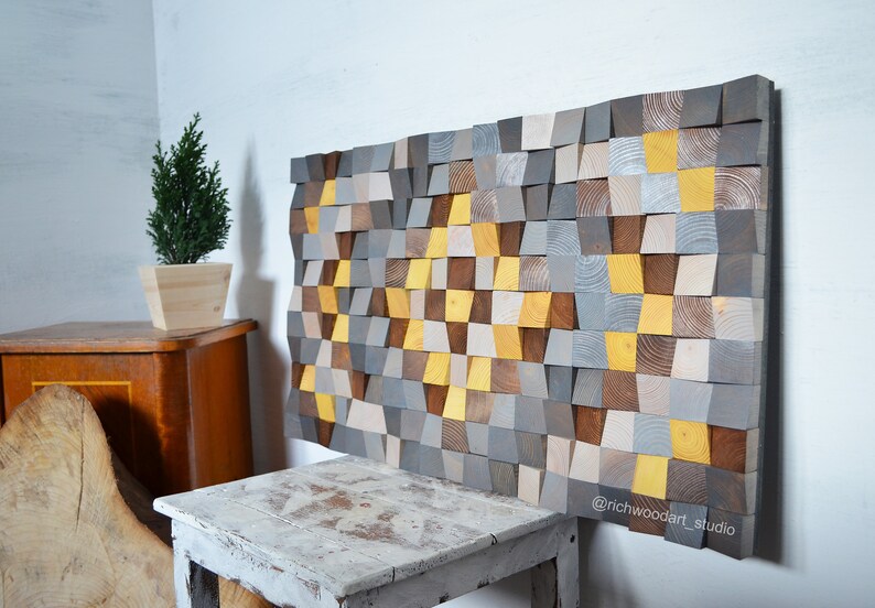 Geometric Wood Art 3d Wall Abstract Painting On Image 0