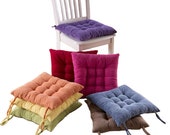 Tufted Chair Cushions, Seat Pads with Ties Square, Thick Patio Wicker Kitchen Dining Indoor Office Rocking Plush Velvet Pillows, Red Blue