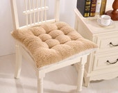 Wool Tufted Chair Cushions with Ties, Square Dining Kitchen Seat Pad, Patio Bistro Wicker Rocking Office Thick Warm Plush Chair Pillows, 16 quot