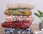 Tufted Chair Cushions Square, Kitchen Dining Seat Pads Indoor, Outdoor Wicker Patio Rocking Chair Pillow, Printed Floral Cotton Canvas Thick