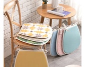 Chair Cushions with Ties, Dine Chair Pad, Kitchen Dining Room Seat Pad, Patio Wicker Farmhouse, Thin Linen Gripper Replacement Trapezoid