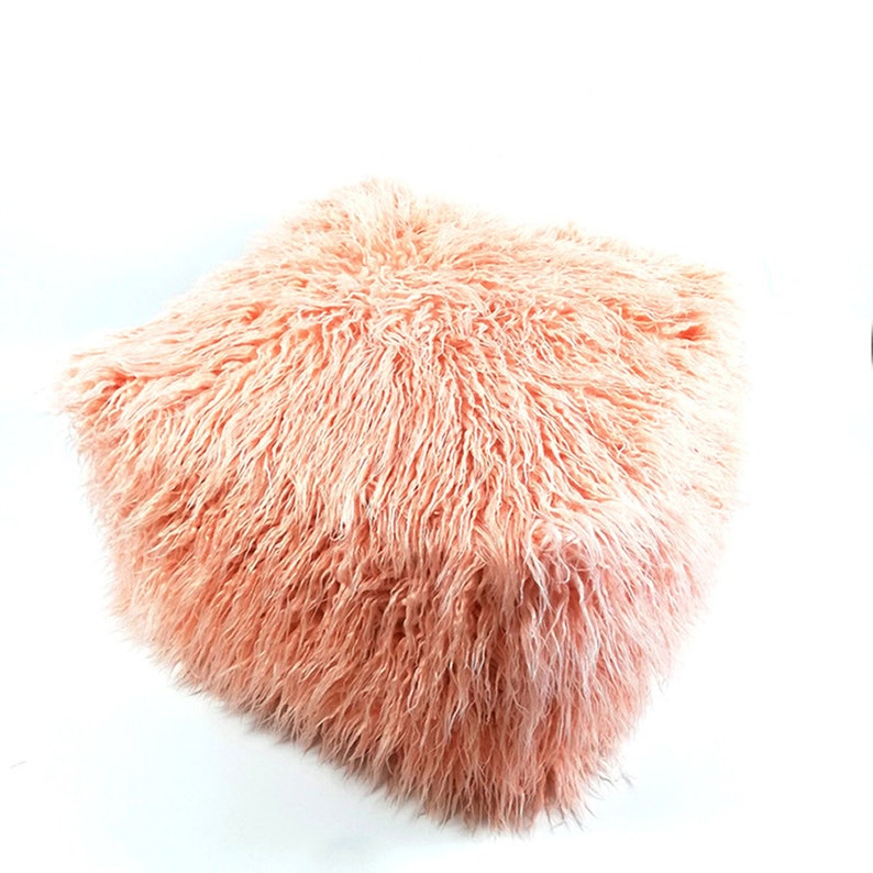 Faux Fur Ottoman Slipcover Cube Pouf Cover Large Plush Etsy