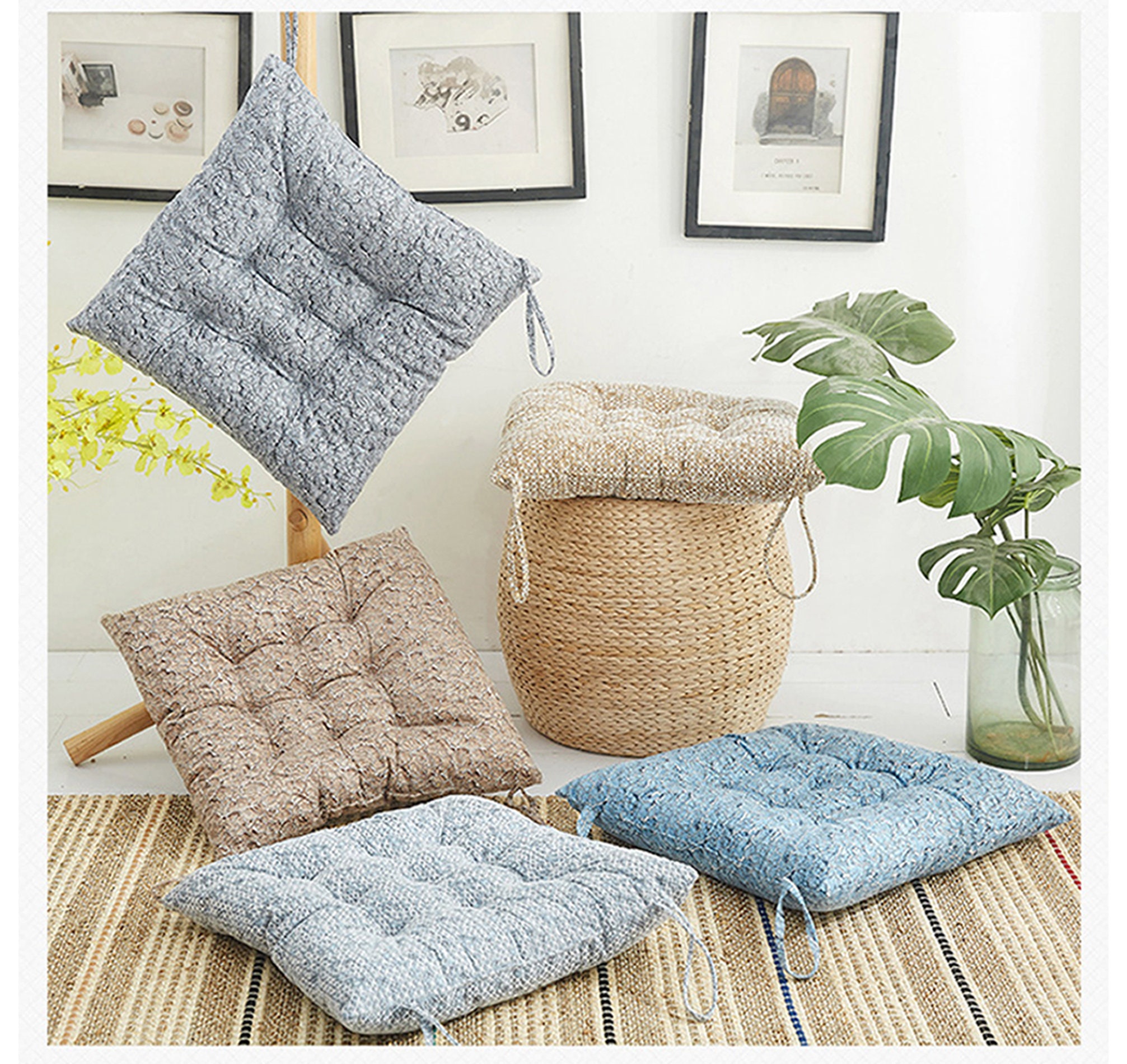 Wicker Chair Cushions with Ties Dine Kitchen Dining Seat Etsy