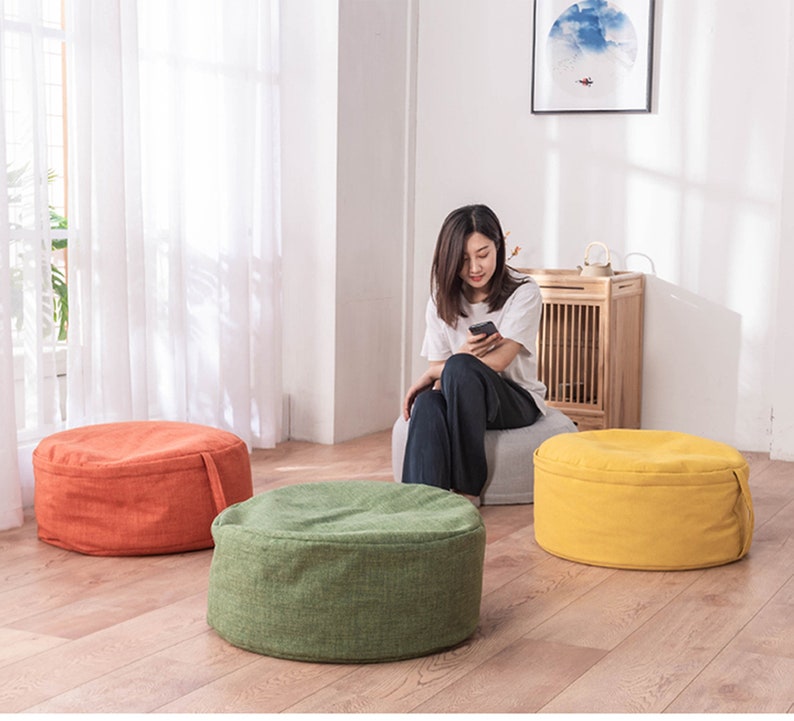Ottomans Round Footrest Small Pouf Footstool Indoor Bed Etsy