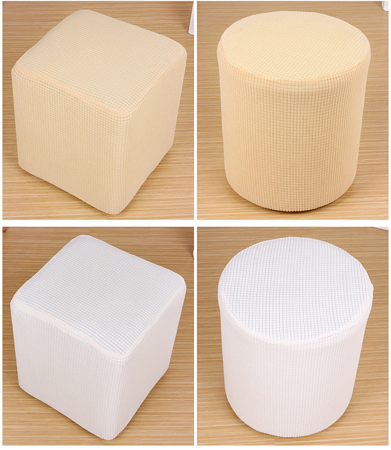 Stretch Ottoman Slipcover Cube Pouf Footstool Floor Footrest Etsy