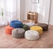 Linen Bean-Bag Ottoman Footrest, Round Pouf Footstool, Bedroom Living Room Children Kids Sofa Floor Seating Cube Cushion, Zipper Washable 