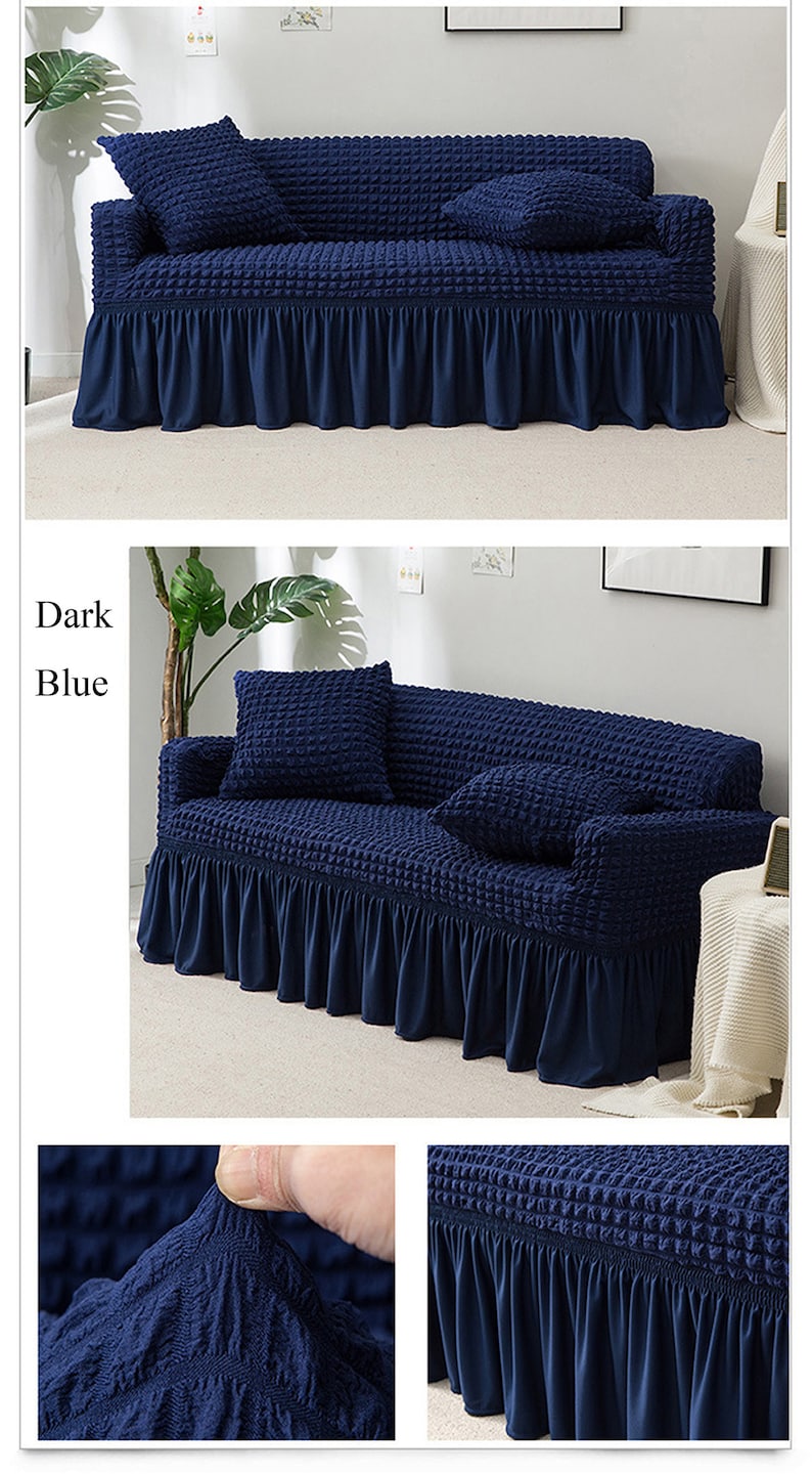 L-shaped Sectional Recliner 2 3 Seater Armchair Protector Loveseat Slip Cover Ruffled Spandex Fitted Couch Cover Stretch Sofa Slipcover