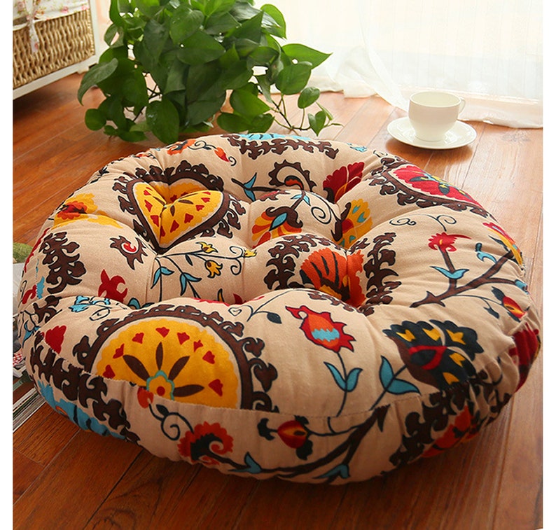 Florals Tufted Round Chair Cushions Patio Bistro Wicker Etsy