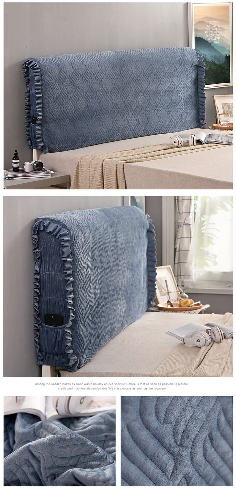 Flannel Stretch Headboard Slipcover Bedhead Slip Cover Etsy