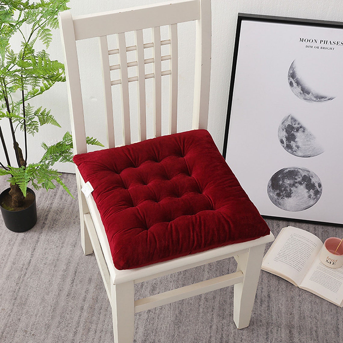 Velvet Tufted Chair Cushions Seat Pads with Ties Patio Etsy