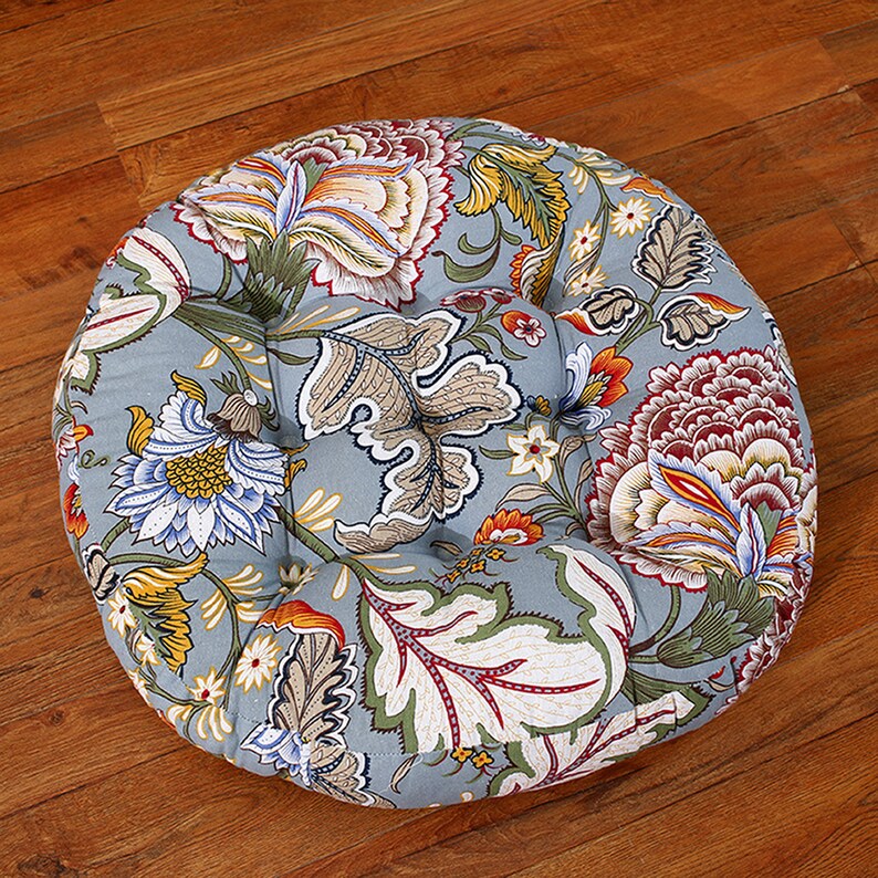 Florals Tufted Round Chair Cushions Patio Bistro Wicker Etsy