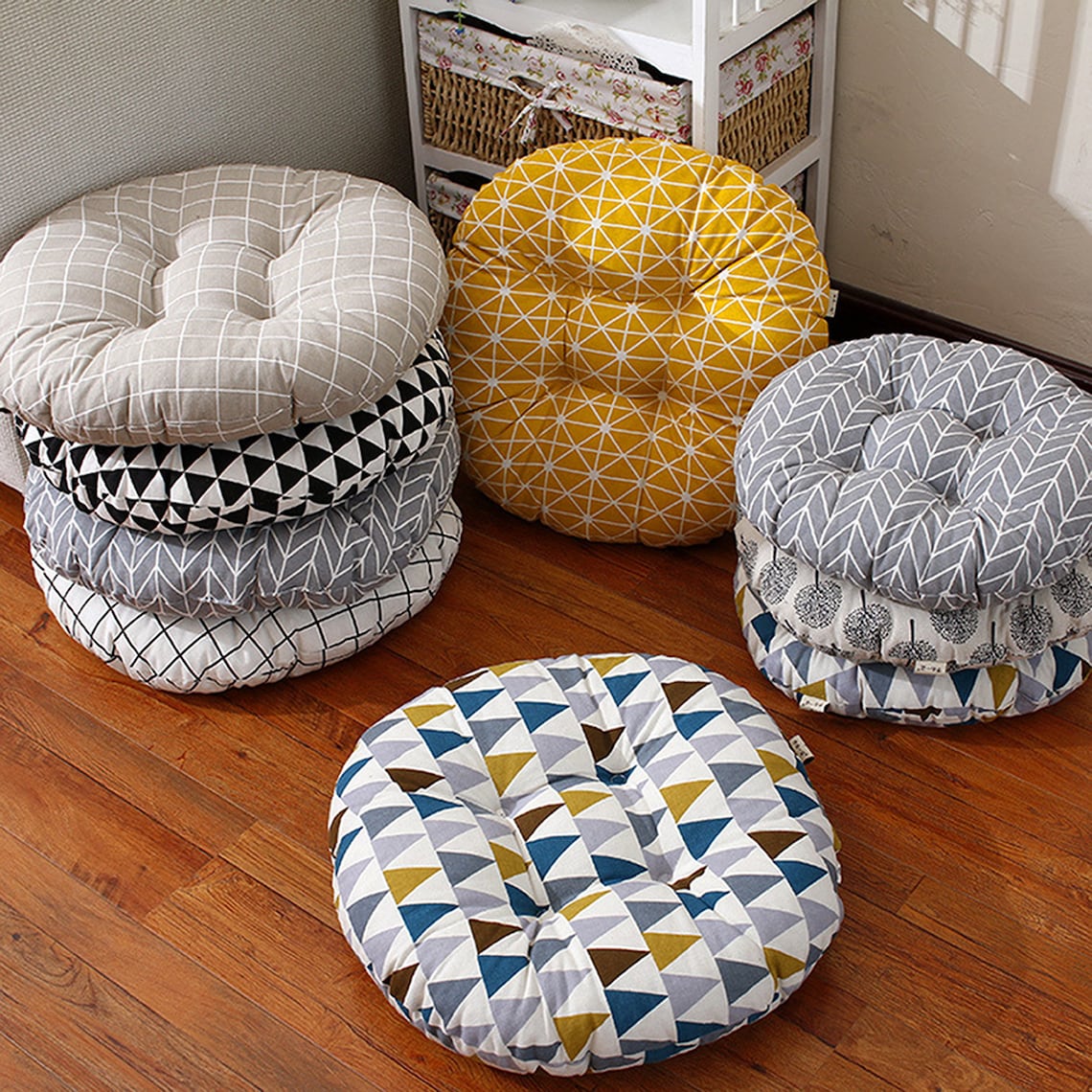 Round Chair Cushions Tufted Bistro Patio Wicker Indoor Etsy