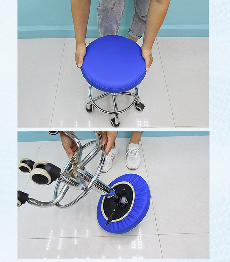 Custom Bar Stool Cover PU Round Chair Seat Slipcover Faux Etsy