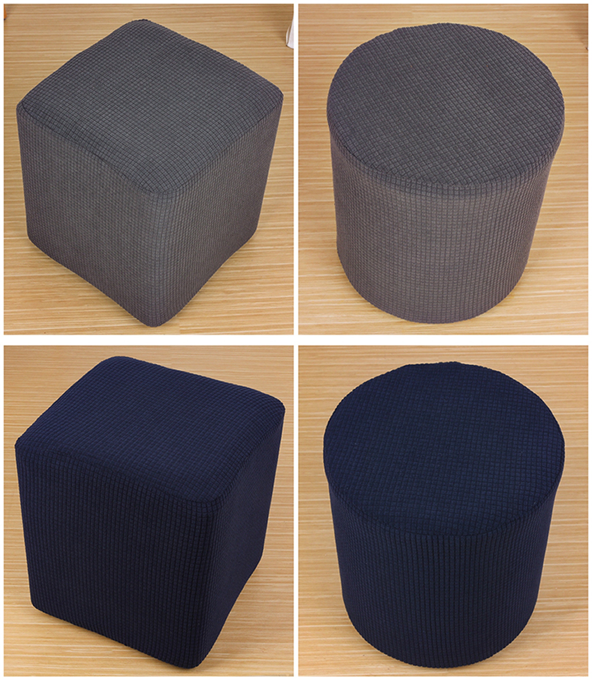 Stretch Ottoman Slipcover Cube Pouf Footstool Floor Footrest Etsy
