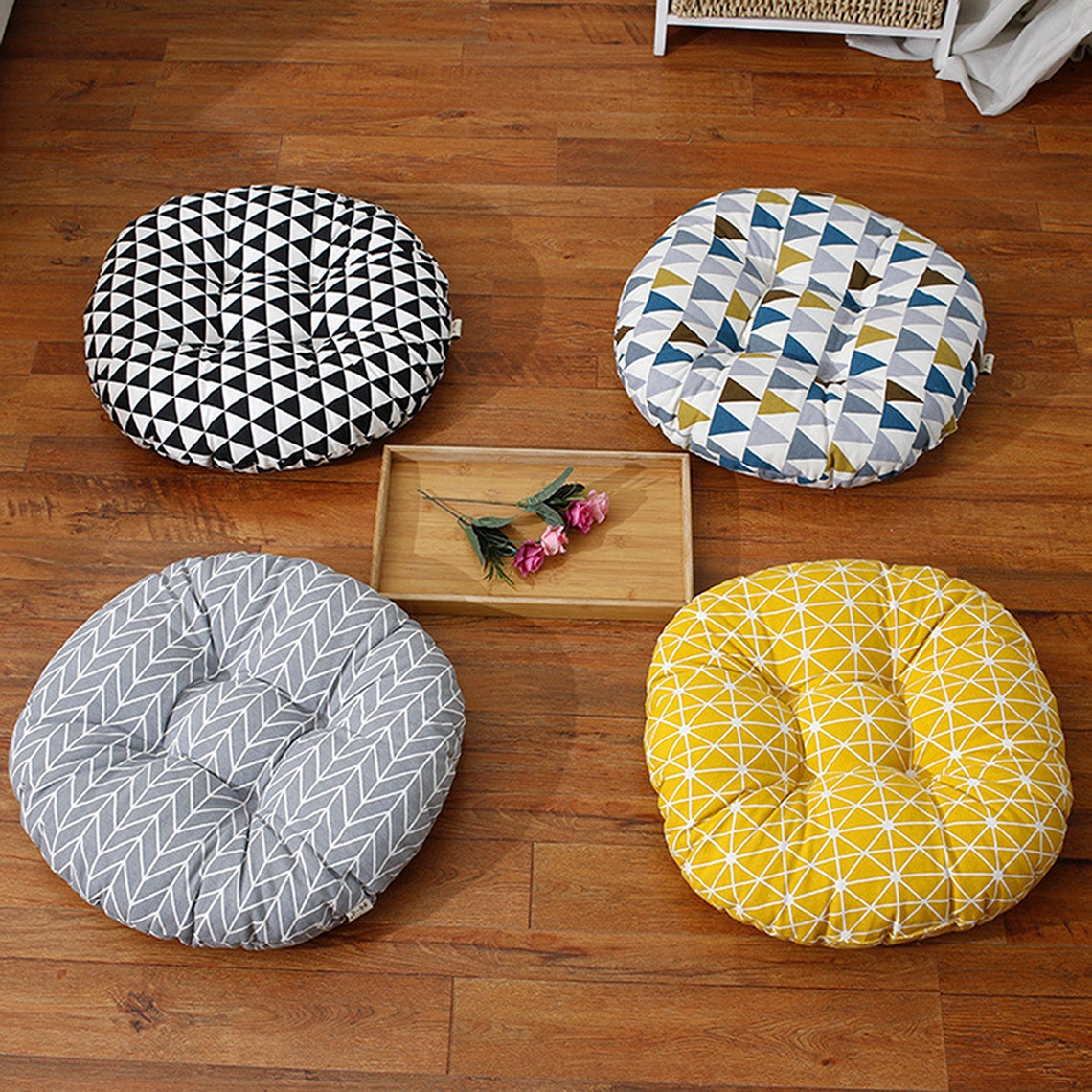 Round Chair Cushions Tufted Bistro Patio Wicker Indoor Etsy