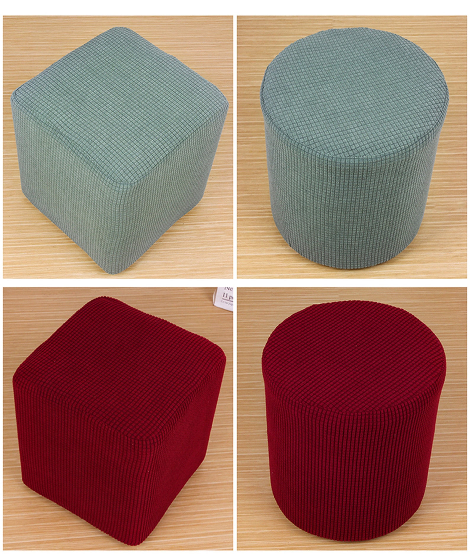 Square Ottoman Slipcover Stretch Footstool Cube Pouf Floor Etsy