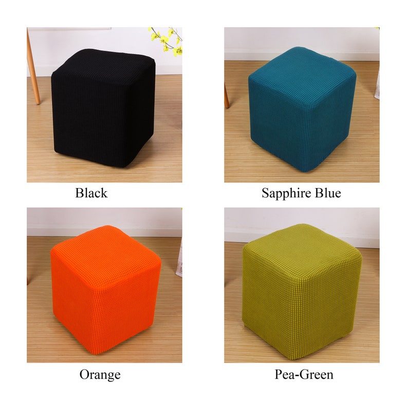 Custom Stretch Ottoman Slipcover Pouf Cube Slip Cover Etsy