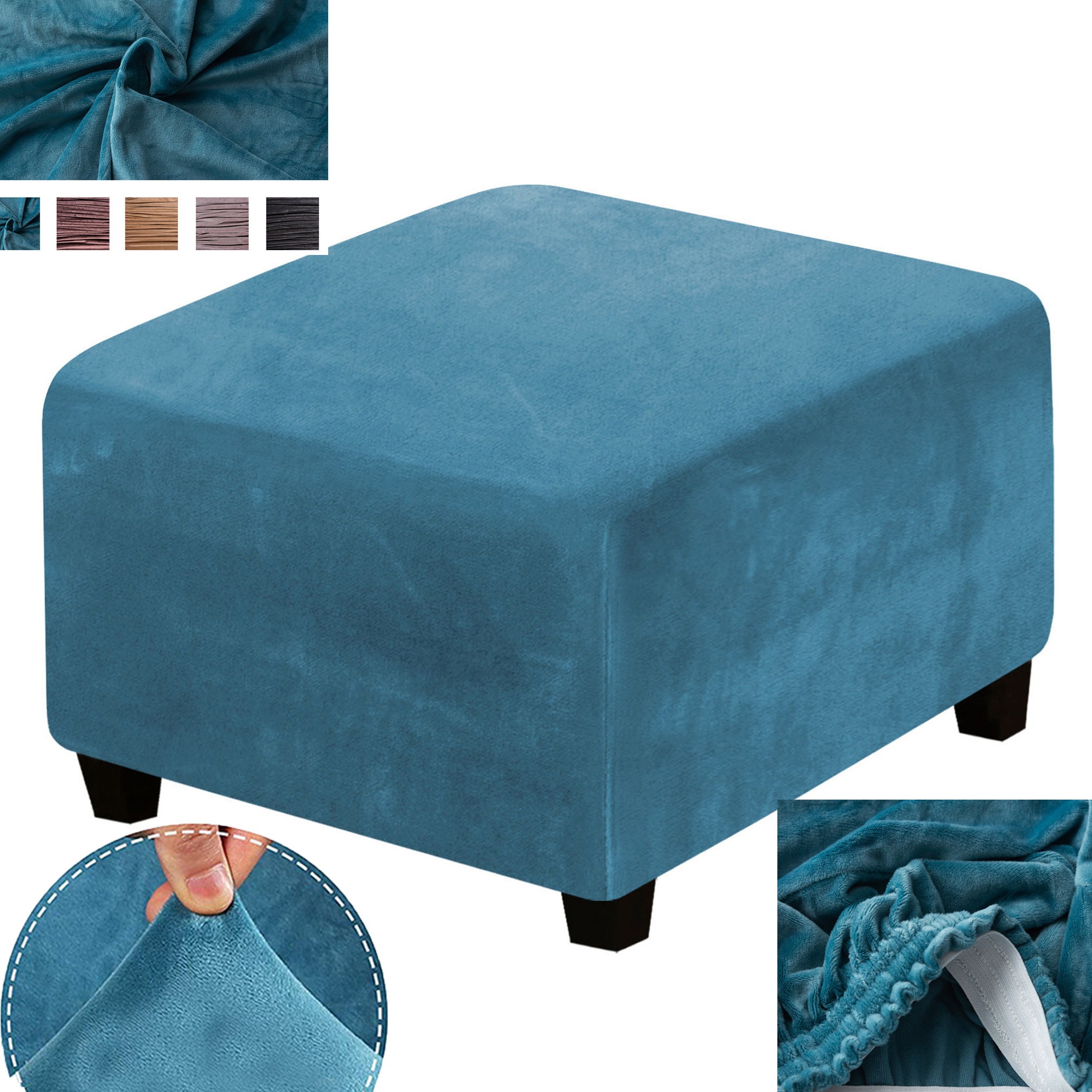 Velvet Ottoman Slipcover Cube Footstool Footrest Cocktail Etsy Canada
