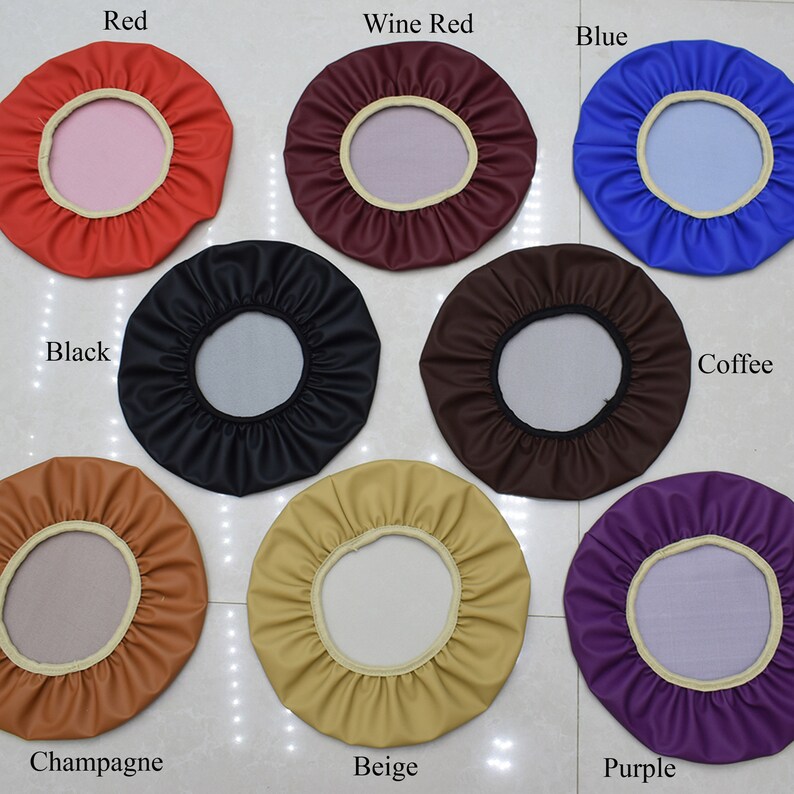 Custom Bar Stool Cover PU Round Chair Seat Slipcover Faux Etsy