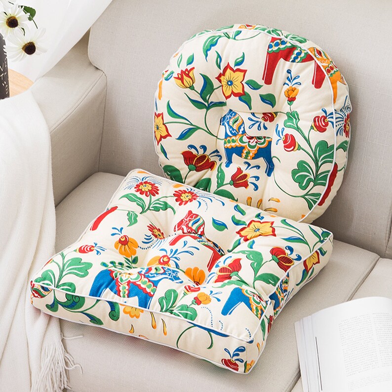 Cotton Tufted Chair Cushions Piping Kitchen Dining Seat Pads Etsy