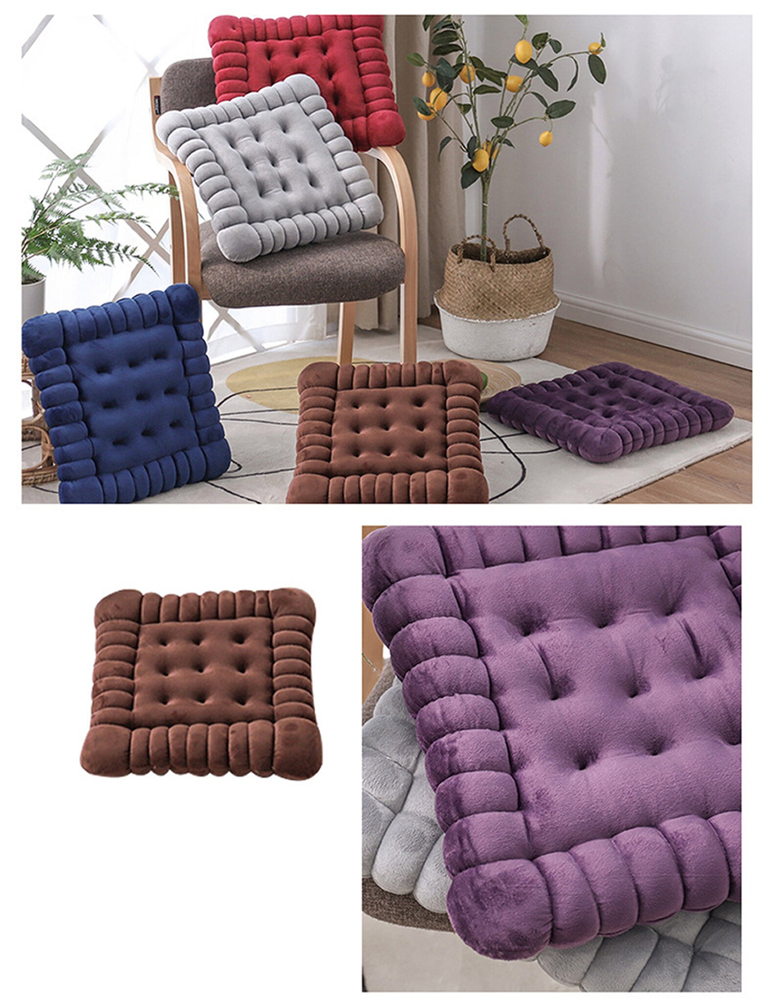 Velvet Chair Cushions Dine Seat Pads Tufted Patio Wicker Etsy