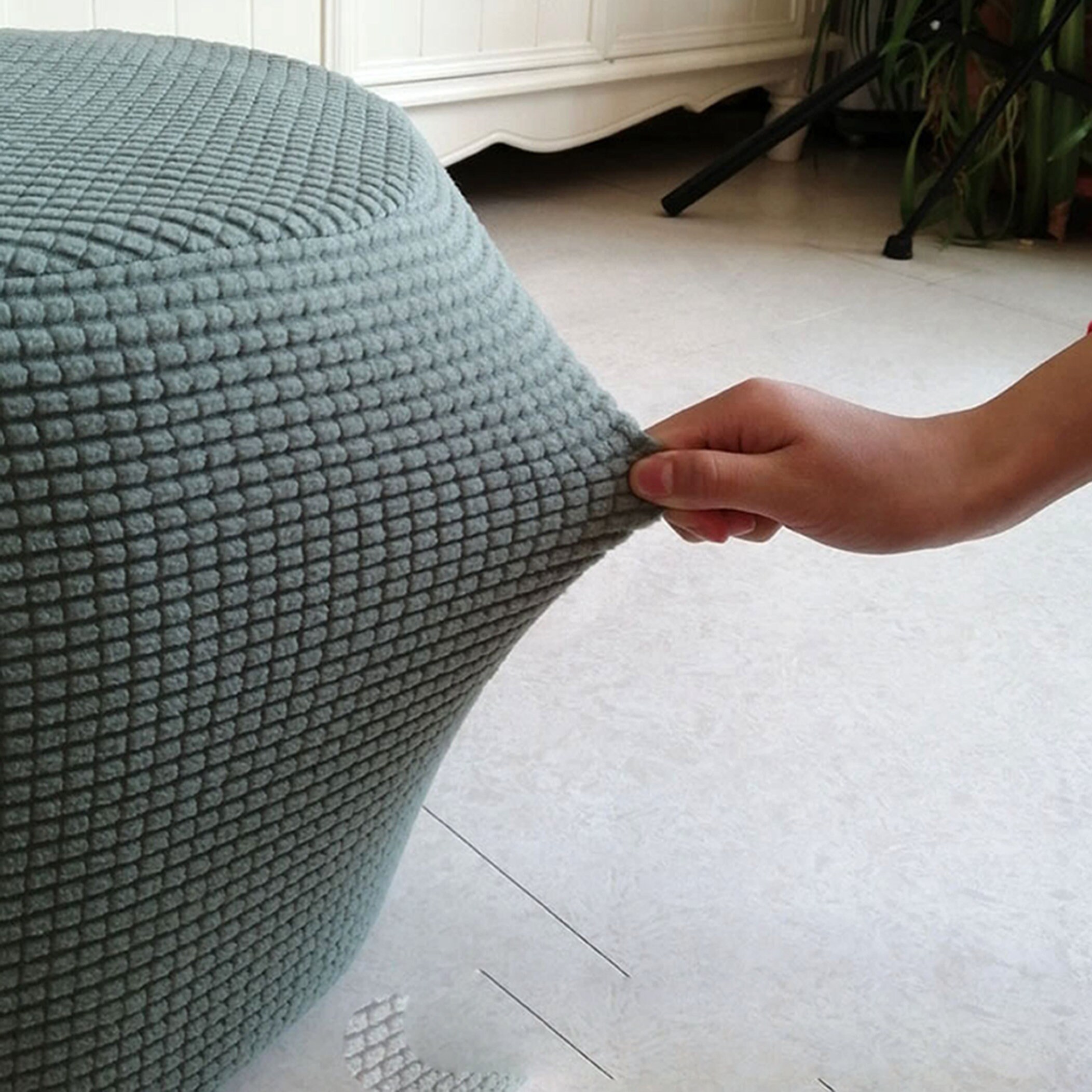 Stretch Ottoman Slipcover Pouf Cube Cover Square Round Etsy