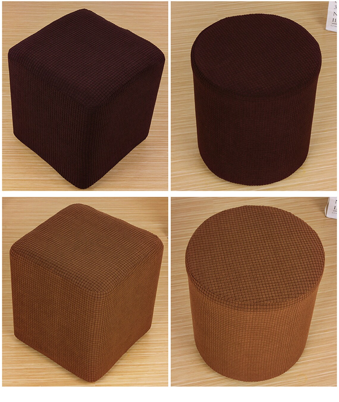 Stretch Ottoman Slipcover Cube Pouf Footstool Floor Footrest Etsy