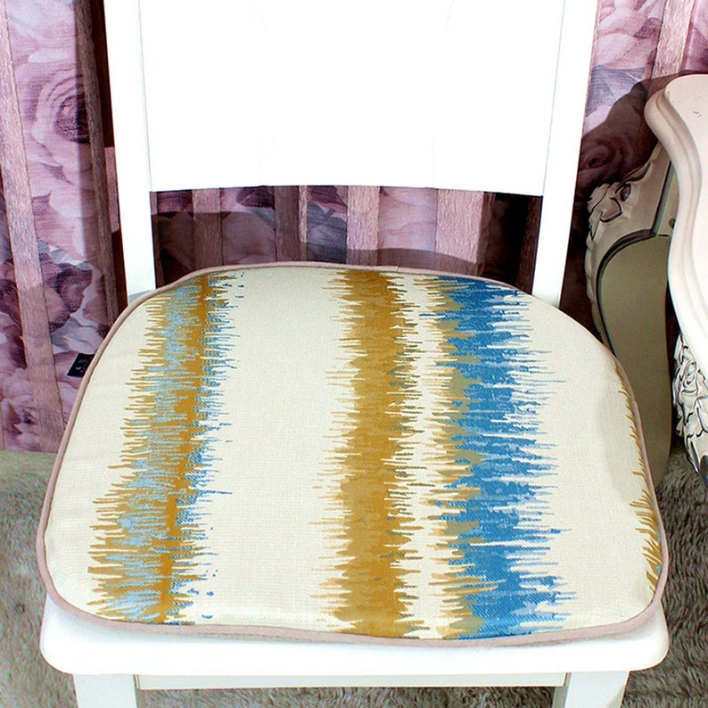 Dining Chair Cushion With Ties Indoor Kitchen Striped Pad Summer Outdoor Garden Non Skid Tie Back Washable Replacement Seat Pads